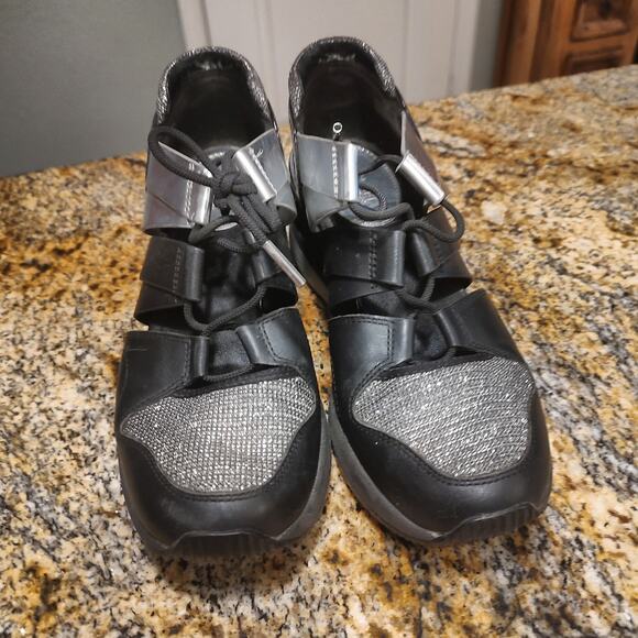 Michael Kors Black Silver Platform Sneakers Size 6M ID HJ18A - Picture 9 of 14